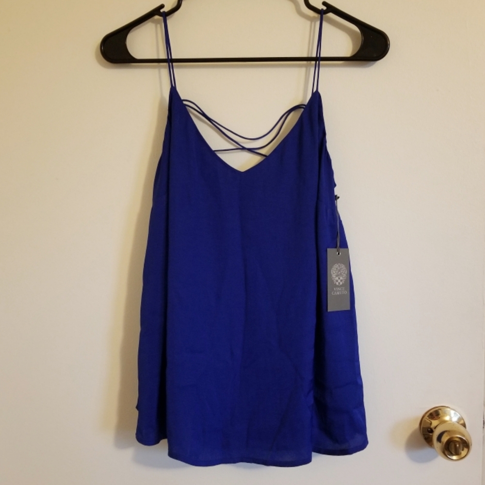 Vince Camuto Electric Blue Strappy Tie Up Top